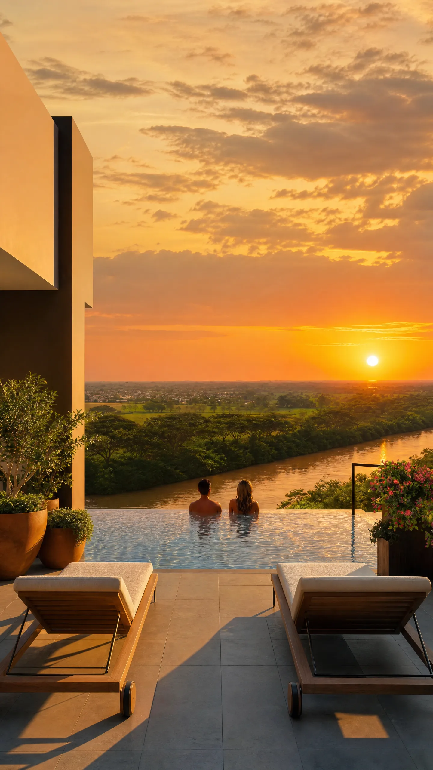 Piscina infinita con vista al paisaje